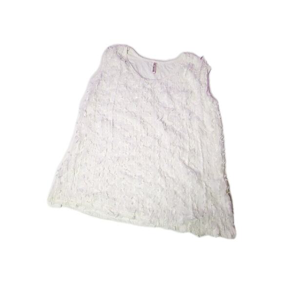 VNT lisa and me Women's XL white Sequence Boho Artsy textured sleeveless blouse - Picture 5 of 13